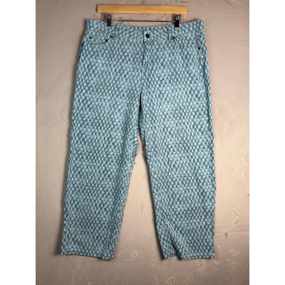 Future Collective Gabriella Karefa-Johnson Checkered Pants Women 12 Blue Denim